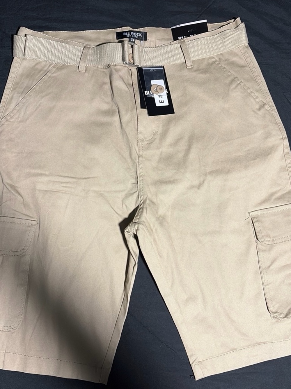 Men’s Khaki Cargo Shorts with Belt